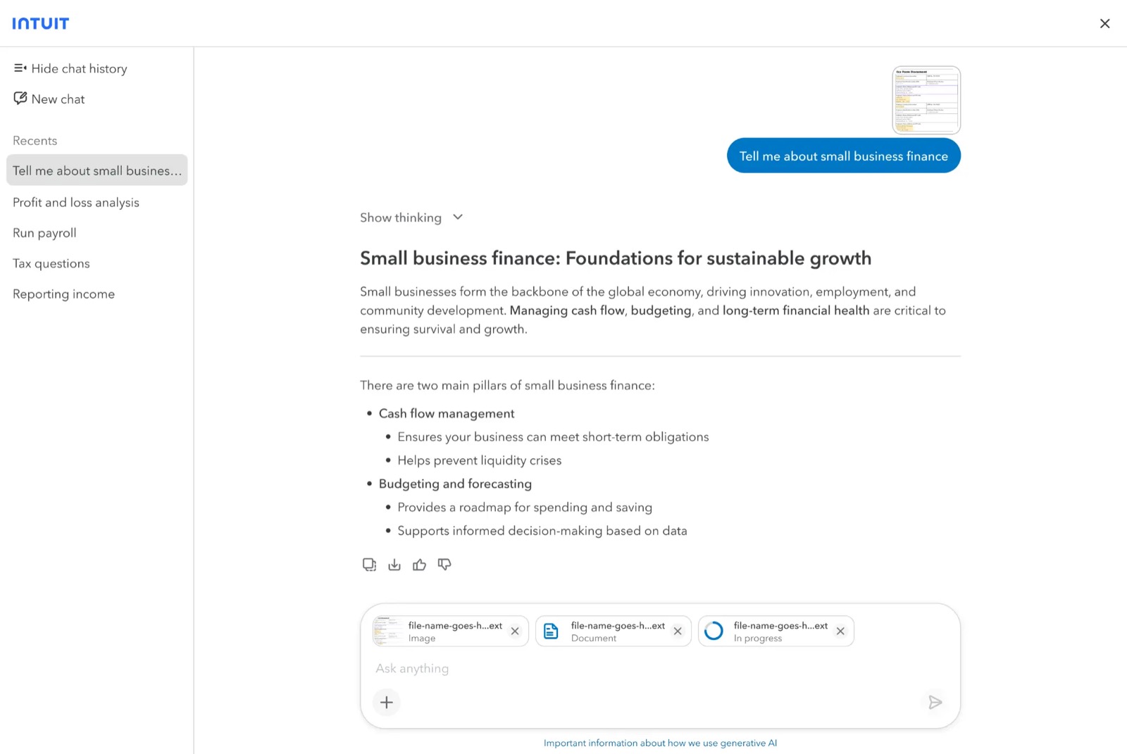 Intuit Intelligence conversational AI surface